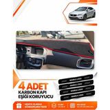E-BİZ Volvo V40 (2012-2019) Uyumlu Ön Torpido Koruma Koruyucu Kılıfı Halısı Örtüsü - Siyah-Kırmızı - VO005 - Siyah - Kırmızı