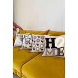 E-Bizz Home Punch Nakışlı 4 Adet Kırlent Kılıfı - 43 x 43 cm - Bej