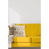 E-Bizz Home Punch Nakışlı Ekru Renkli 2 Adet Kırlent Kılıfı Doğal Keten Malzeme ile Modern Dekorasyon - 43 x 43 cm