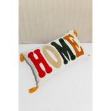 e-Bizz Store 1 Adet Punch Nakışlı Home Yazılı & Desenli Kırlent Kılıfı