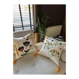 e-Bizz Store E-Bizz Home Krem Kumaş Punch Nakışlı 2 Adet Kırlent Kılıfı
