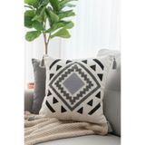 e-Bizz Store Gri Home Punch Nakışlı 1 Adet Kırlent Kılıfı