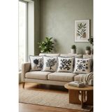 e-Bizz Store Punch Nakış Desenli Fırfırlı & Saçaklı Modern 4’lü Kırlent Seti Enerjik & Şık Salon Dekoru & Desenli Keten Kırlent Kılıfı