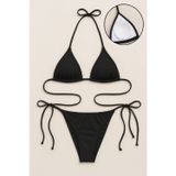 E Bulurum Kadın Siyah Yandan ve Boyundan Bağlamalı Bikini Mayo Takımı