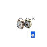 E BULURUM Twın Bell Alarm Clock Yuvarlak Masa Çalar Saat Metal Kasa Eskitme Desenli Pilli - Işıklı Çap: 10CM B GYM27618451