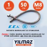 E.C.A. Batarya Bağlantı Fleksi - Hortumu. Sıcak Kırmızı - 50Cm. M8 Kırmızı