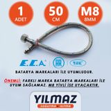 E.C.A. Batarya Bağlantı Fleksi - Hortumu. Soğuk Mavi - 50Cm . M8 Mavi