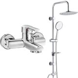 E.C.A Delta Banyo Bataryası + T-May Banyo Bostan Oval Tepe Paslanmaz Krom Duş Seti