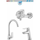 E.C.A Eca Lia Banyo Bataryası+Eviye Bataryası Ve Lavabo Bataryası Seti 20 Yıl Garantili