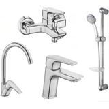 E.C.A Eca Niobe Banyo+Lavabo+Eviye Bataryası+Hareketli Üst Takım 102102484+102188053+102118098+102146070 - Krom