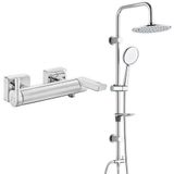 E.C.A Icon Banyo Bataryası + T-May Banyo Bostan Oval Tepe Paslanmaz Krom Duş Seti