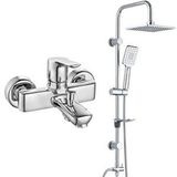E.C.A Luna Banyo Bataryası + T-May Banyo Belen Kare Tepe Paslanmaz Krom Duş Seti