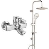 E.C.A Luna Banyo Bataryası ve T-May Paslanmaz Krom Banyo Ayvacık Elips Tepe Duş Takımı Seti