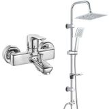 E.C.A Luna Banyo Bataryası ve T-May Paslanmaz Krom Banyo Çam Kare Tepe Duş Takımı Seti