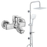E.C.A Luna Banyo Bataryası+T-May Banyo Çamlıca Kare Tepe Paslanmaz Krom Duş Seti