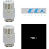 E.c.a Termostatik Vana Kafası 2'li - Hassas Sıvı Isı Sensörü, Kolay Montaj, Standart Boyut, 1 Adet, Beyaz, Yüksek Dayanıklılık