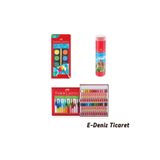 E-Deniz Ticaret Okul Seti 3 - Kuru Boya (Tüp 24'li) , Suluboya (12'li Büyük) Pastel Boya (24'lü)