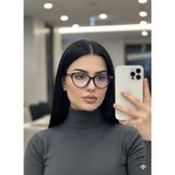 E Elmas Frida Siyah Çerçeveli Cat Eye Imaj Gözlüğü - Kadın Şeffaf Camlı Popüler Gözlük
