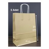 e Erta Gold Renkli Kraft Çanta 25x31 Cm 5 Adet Hediye Poşeti , Hediye Paketi , Kraft Kağıt Çanta
