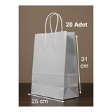 e Erta Gümüş Renkli Kraft Çanta 25x31 Cm 20 Adet Hediye Poşeti , Hediye Paketi , Kraft Kağıt Çanta