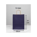 e Erta Lacivert Renkli Kraft Çanta 25x31 Cm 10 Adet Hediye Poşeti , Hediye Paketi , Kraft Kağıt Çanta
