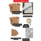 e ERTA Lüks Taşınma Seti,çeyiz ve Ev Taşıma Seti ,70X40X40 Koli 5 Adet ,40X30X30 Koli 5 Adet ,5 M PATPAT,100X140 Kraft 5 Adet,pelur 100 Adet,1 Adet Bant - 70x40 - 40x30
