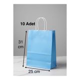 e Erta Mavi Renkli Kraft Çanta 25x31 Cm 10 Adet Hediye Poşeti , Hediye Paketi , Kraft Kağıt Çanta