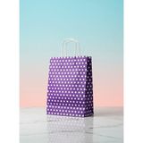 e ERTA Mor Benekli Kraft Çanta 25X31 cm 25 Adet Hediye Poşeti , Hediye Paketi Puantiyeli Kraft Kağıt Çanta - 25 x 31 cm