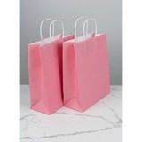 e ERTA Pembe Renkli Kraft Çanta 25X31 cm 15 Adet Hediye Poşeti , Hediye Paketi , Kraft Kağıt Çanta - 25 x 31 cm