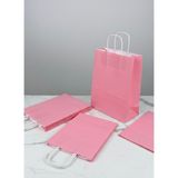 e ERTA Pembe Renkli Kraft Çanta 25X31 cm 25 Adet Hediye Poşeti , Hediye Paketi , Kraft Kağıt Çanta - 25 x 31 cm