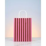 e ERTA Pembe ve Kahverengi Çizgili Kraft Çanta 25X31CM 25ADET Hediye Poşeti,hediye Paketi Kraft Kağıt Çanta - 25 x 31 cm