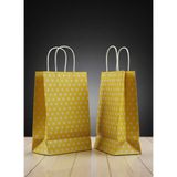 e ERTA Sarı Benekli Kraft Çanta 25X31 cm 15 Adet Hediye Poşeti ,hediye Paketi ,puantiyeli Kraft Kağıt Çanta - 25 x 31 cm