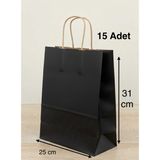 e ERTA Siyah Renkli Kraft Çanta 25X31 cm 15 Adet Hediye Poşeti , Hediye Paketi , Kraft Kağıt Çanta - 25 x 31 cm