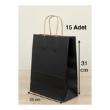 e Erta Siyah Renkli Kraft Çanta 25x31 Cm 15 Adet Hediye Poşeti , Hediye Paketi , Kraft Kağıt Çanta
