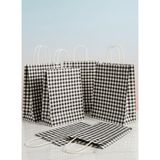 e ERTA Siyah/beyaz Ekose Kraft Çanta 25X31 cm -10 Adet- Hediye Poşeti , Hediye Paketi Kraft Kağıt Çanta - 25 x 31 cm