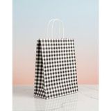e ERTA Siyah/beyaz Ekose Kraft Çanta 25X31 cm -5 Adet- Hediye Poşeti , Hediye Paketi, Kraft Kağıt Çanta - 25 x 31 cm