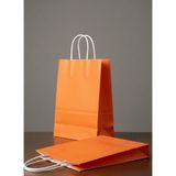 e ERTA Turuncu Renkli Kraft Çanta 25X31 cm 10 Adet Hediye Poşeti , Hediye Paketi , Kraft Kağıt Çanta - 25 x 31 cm