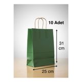 e Erta Yeşil Renkli Kraft Çanta 25x31 Cm -10 Adet- Hediye Poşeti , Hediye Paketi Kraft Kağıt Çanta