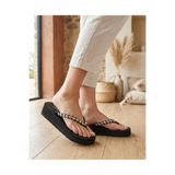 E evalupe ASIA Gümüş Metal Şık Kadın FlipFlops Parmak Arası Plaj Terlik Yazlık Platform Terlik 4,5 cm