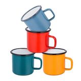 E-far Kahve Kupası, 340 ml Emaye Kahve Çay Kamp Kupası Kupalar, Kırmızı / Sarı / Mavi / Yeşil, Sağlıklı ve Parlak Renkler - 4'lü Set