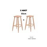e.h.m ahşap sanatları ( 55 cm ) AHŞAP KARE BAR TABURE SANDALYE ( 2 ADET )