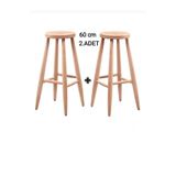 e.h.m ahşap sanatları Ahşap 60 CM yuvarlak bar tabure sandalye 2 adet