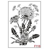 E Hobici Çiçek Desen Stencil Şablon 25X35 F-118 - Siyah