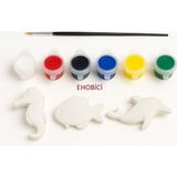 E Hobici Ehobici Taş Boyama Seti Deniz Atı & Balık & Yunus 6 Renk Akrilik Boya 5ml + Fırça - Karışık Çok Renkli