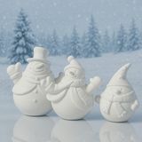 E Hobici Kardan Adam Figür Yılbaşı 3'lü Set - - - Beyaz