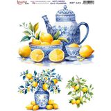 E Hobici Koyu Zemin Sulu Transfer Kağıdı 25X35CM KST-101 Limon - Karışık