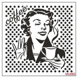 E Hobici MU-065 Mutfak Temalı Desenler Stencil Şablon 25 x 25 cm