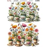 E Hobici Pirinç Dekopaj Kağıdı 30X42CM PT-4250 Çiçek Fincan - Karışık