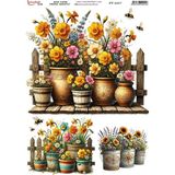 E Hobici Pirinç Dekopaj Kağıdı 30X42CM PT-4257 Saksıda Çiçekler - Karışık