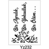 E Hobici Yazı Desenler Stencil Şablon 25 x 35 cm YZ-232